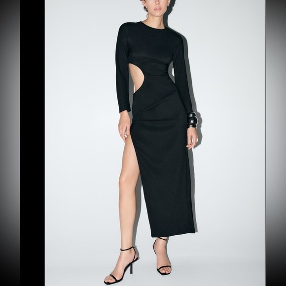ZARA CUT OUT LONG DRESS ZW COLLECTION - SIZE L - BRAND NEW WITH TAG - Picture 1 of 13